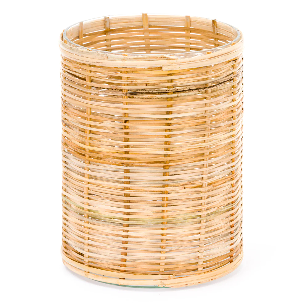 Large natural wicker hurricane lantern.