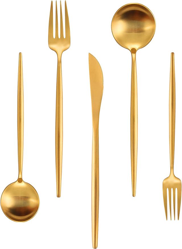 Chef's gold flatware set with elegant shine.