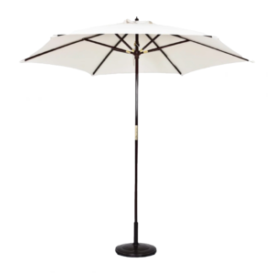 White umbrella rental for shaded outdoor events.